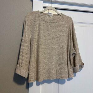 Socialite Beige Ribbed Knit Top